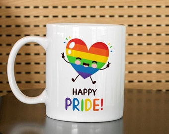 Cute Pride Mug, LGBTQ Cup, Gay Pride Month Gifts, Happy Pride Cup, Homosexual Mug, Gift For Gay Friend, Happy Heart Mug, Cute Gay Gift