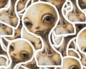 Funny Alien Sticker, UFO Sticker, Alien Meme Gift, Alien Drawing Sticker, Laptop Sticker, Gag Gift, Extraterrestrial Sticker, Vinyl Stickers