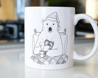 Cute Polar Bear Mug, Funny Bear Cup, Bear Gifts, Cool Coffee Mug, Christmas Gift For Friend, Ceramic Cup, Funny Animal Lover Mug Gift