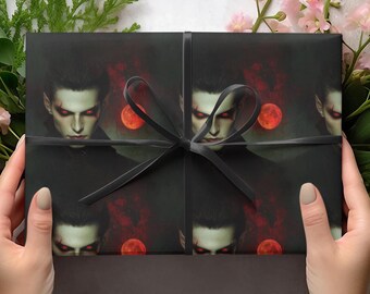 Vampire Wrapping Papers, Horror Movie Gift Wrap, Halloween Wrapping Papers, Gothic Gift Wrap, Full Moon Wrapping Papers, Vampire Paper Roll