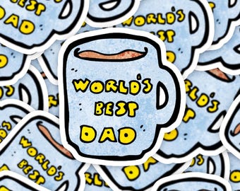 Worlds Best Dad Sticker, Father's Day Sticker, Dad Gift, Coffee Mug Sticker, Dad Life Vinyl Sticker, Laptop Sticker, Watercolor Sticker