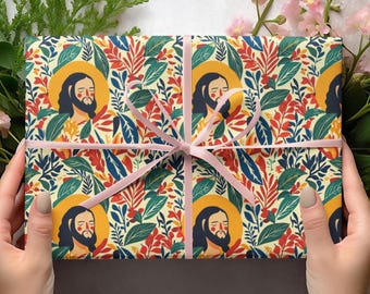 Quirky Jesus Wrapping Papers, Cute Religious Wrapping Paper, Whimsical Jesus Christ Gift Wrap, Funny Christian Gift Wrap, Jesus Art Gifts
