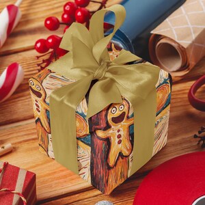 Carta da regalo natalizia con omino di pan di zenzero, carta da regalo di pan di zenzero, carta da regalo Edvard Munch, carta da regalo natalizia divertente, carta da regalo per le feste