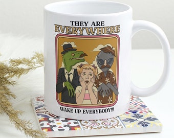 Funny Alien Mug, Conspiracy Coffee Cup, UFO Mug, Retro Style Cup, Reptilian Conspiracy, Novelty Mug, Sci-Fi Lover Gift, Gag Gift Mug