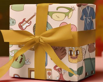 Retro Dad Wrapping Papers, Fathers Day Gift Wrap, Dad Birthday Gift Wrapping, Dad Gifts, Funny Wrapping Paper For Dad, Father Gift Wrap