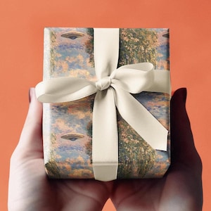 Carta da regalo UFO di Claude Monet, carta da regalo con dipinti, carta da regalo aliena, carta da regalo fantascientifica, carta da regalo con paesaggi, carta da regalo con meme artistici