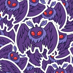 Leuke sticker Mothman, Cryptid-sticker, schattig mythisch wezen kunst, grappige horror sticker, prop cadeau, kawaii mothman cadeau, nieuwigheid cadeau