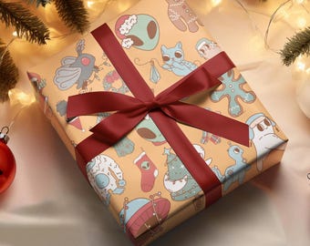 Cryptid Christmas Wrapping Papers, Alien Gift Wrap, UFO Wrapping Papers, Yeti Gift Wrapping, Mothman Wrapping Papers, Loch Ness Gift Wrap