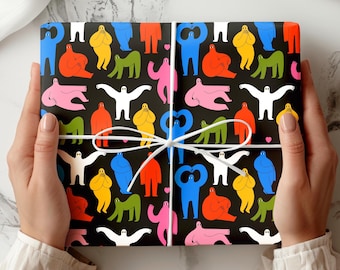 Papiers cadeau, Personnages étranges, personnages étranges et abstraits, Papier cadeau art abstrait drôle, Papier cadeau étudiant artistique