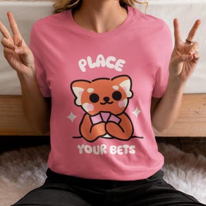 Camiseta de póquer de panda rojo kawaii, camiseta de póquer de animales, linda camiseta de póquer, regalo de jugador de póquer, regalo divertido de juego, camiseta de casino, camiseta de juegos de cartas