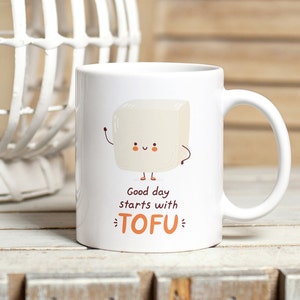 Funny Tofu Mug, Tofu Gift, Vegan Coffee Cup, Vegetarian Gift, Tofu Lover, Vegan Mug, Cute Food Mug, Funny Coffe Mug, Novelty Gift Cup