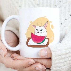 Smudge The Cat Mug, Cat Watermelon Mug, Cat Meme Mug, Internet Cat Art Mug, Social Media Cup, Funny Mug, For Cat Lovers Mug