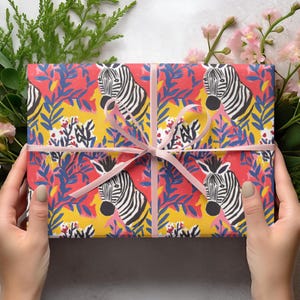 Floral Zebra Wrapping Papers, Animal Wildlife Gift Wrap, Safari Gift Wrap, Animal Lovers Gift Wrap, Art Wrapping Papers, Zebra Paper Roll
