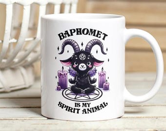 Cute Baphomet Mug, Baphomet Is My Spirit Animal Mug, Funny Demon Cup, Cute Mug For Her, Gift For Her, Funny Devil Mug, Funny Meme Mug