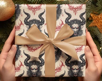 Vintage Krampus Wrapping Papers, Scary Holiday Gift Wrap, Demonic Christmas Paper, Winter Festive Wrapping Paper, Horror Xmas Gift Wraps
