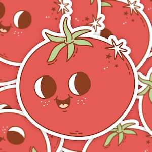 Cute Retro Tomato Sticker, Tomato Art Gift, Laptop Sticker, Vegetable Sticker, Tomato Lover Gift, Cartoon Tomato Sticker, Cute Veggie Art