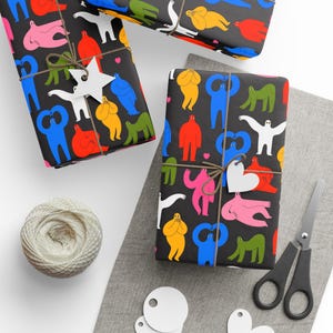 Strange And Abstract People Art Wrapping Papers, Funny Abstract Art Gift Wrap, Art Student Gift Wrap, Weird Characters Wrapping Papers image 2