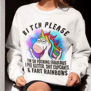 Bitch Please Unicorn Sweatshirt, Funny Unicorn Gift, Gift For Coworker, Statement Sweatshirt, Gag Gift, Sassy Sweatshirt, Rude Sweatshirt