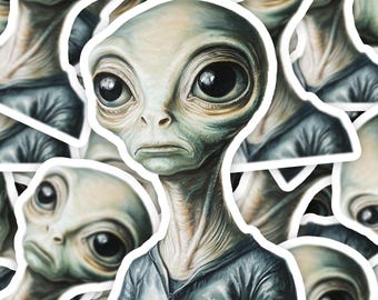 Lustiger Alien Aufkleber, UFO Aufkleber, Alien Meme Geschenk, Alien Zeichnung Aufkleber, Laptop Aufkleber, Gag Geschenk, Außerirdischer Aufkleber, Vinyl Aufkleber
