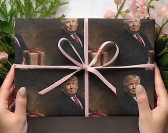 Funny Donald Trump Wrapping Paper, Political Wrapping Paper, Donald Trump Gift Wrap, Rembrandt Gift Wrap, Funny Republican Wrapping Papers