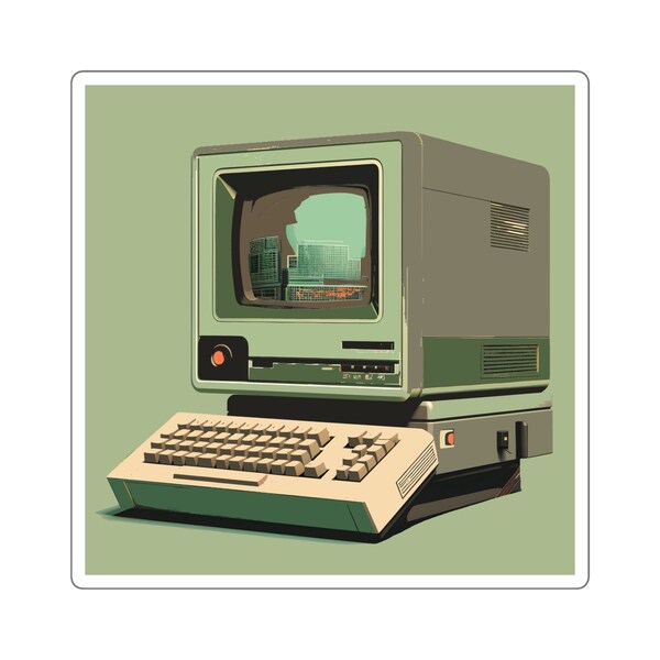 Square Retro Computer Art - Vibrant 80's Inspired, Multiple Sizes