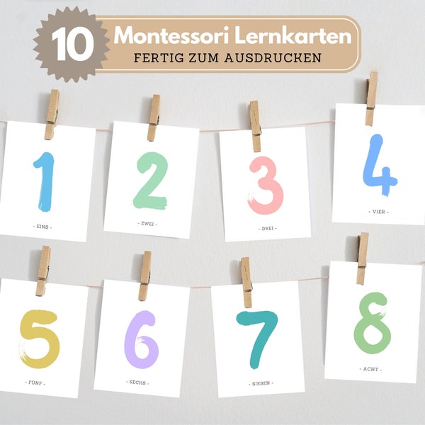 Lernkarten Montessori | Zahlenkarten bis 10 zum ausdrucken | Spielerisch Lernen | Digitaler Download