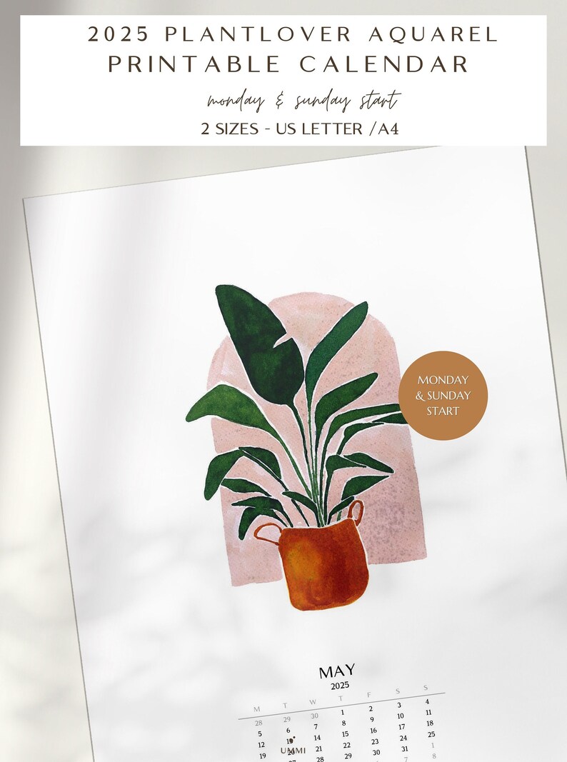 2025 Plantlover Calendar Printable Instant Download PDF - Etsy