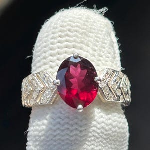 Rhodolite Garnet Ring: 925 Sterling Silver, Rhodium Plated