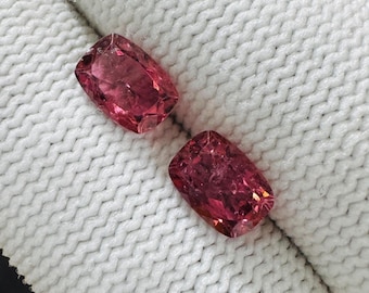 Pink Tourmaline Cushion Cut Pair: Natural Gemstones for Earrings, 2.68 Carat