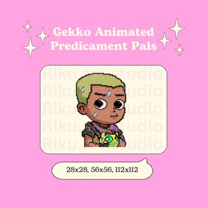 Gekko Predicament Pals spray inspired valorant animated Emote | pixel art | Twitch, Discord | initiator gif