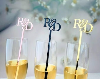 50 PCS Signature Drink Stirrer for Wedding or Birthday, Fully Customizable and Personalized Gift for Wedding Must Haves Free Shipping
