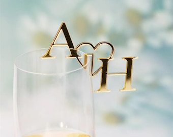 50/100PCS Personalized Champagne Tags, Custom Wedding Drink Tags, Glass Charms, Wine Glass Decor, Custom Drink Toppers, Wedding Glass Tags