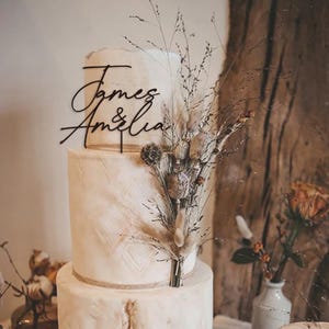 Acryl taarttopper voor bruiloft doop verjaardag verlovingstaarttopper naam rustiek gepersonaliseerde bruidstaarttopper goud zwart, GRATIS VERZENDING