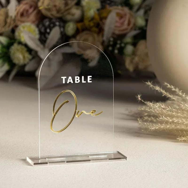 Acrylic Table Numbers Wedding Black Acrylic Gold Table Numbers Custom ...