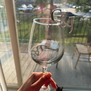 "Custom drink tags for wedding, champagne glass tags engraved with initials."