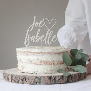 Wedding Cake Topper with Heart and Names, Personalized Wood or Gold Wedding Cake Toppers Custom Name Engagement Cake Toppers Rustic Toppers