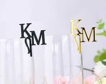 50/100PCS Personalized Wedding Drink Tags, Custom Champagne Glass Tags, Wine Glass Decor, Acrylic Drink Toppers, Party Favors Initial Tags