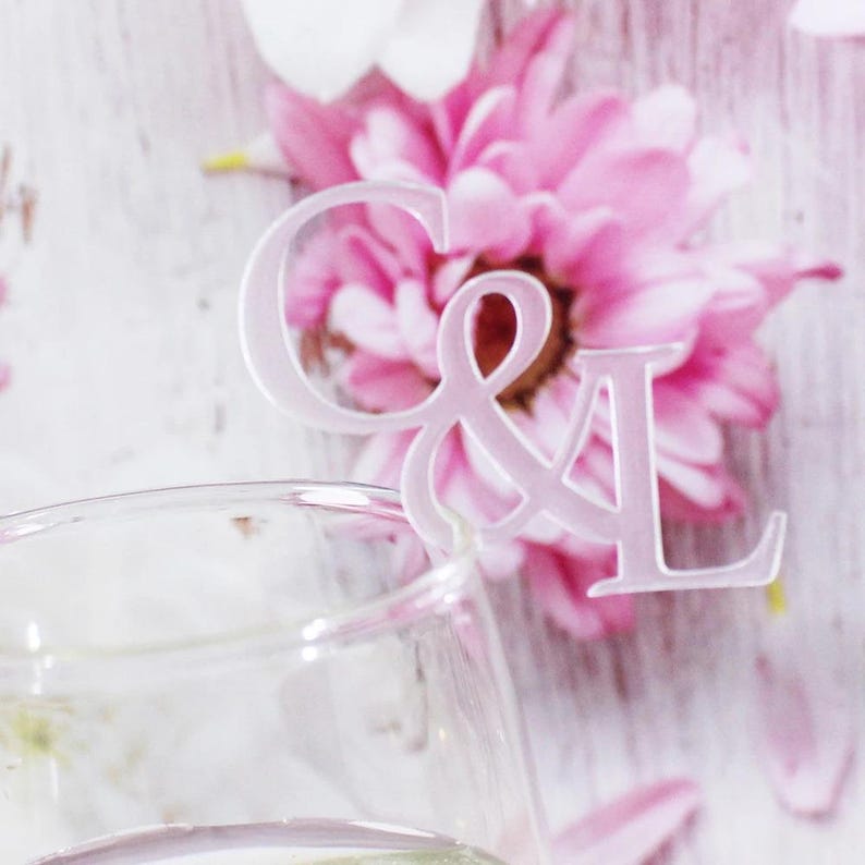 "Personalized wine glass decor tags with initials for special events, set of 100."