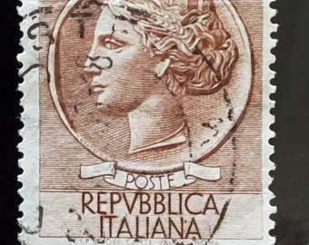 1955, Stamp from Republica Italiana , Coin of Syracuse, IT#  668a, 100 Italian lira