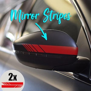 Randiga dekaler för bilspegelkåpor - Set med 2 klistermärken