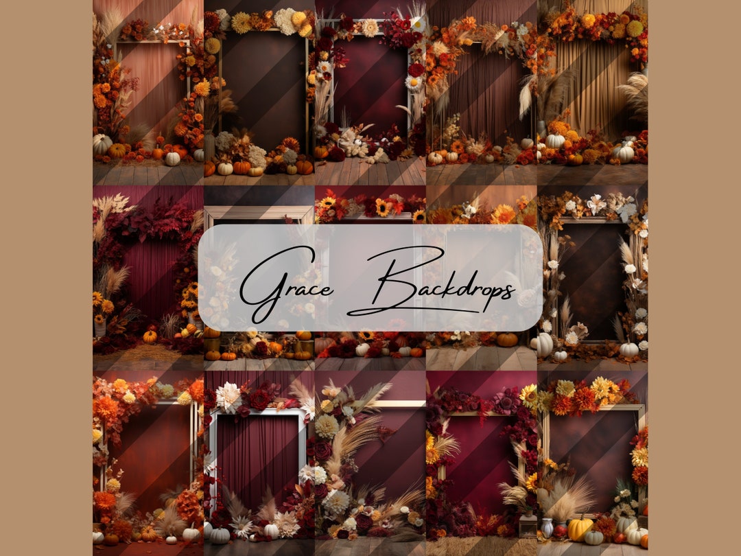 Earthy Harvest Frames Digital Backdrop Set: Fall Photography (PNG) - Etsy