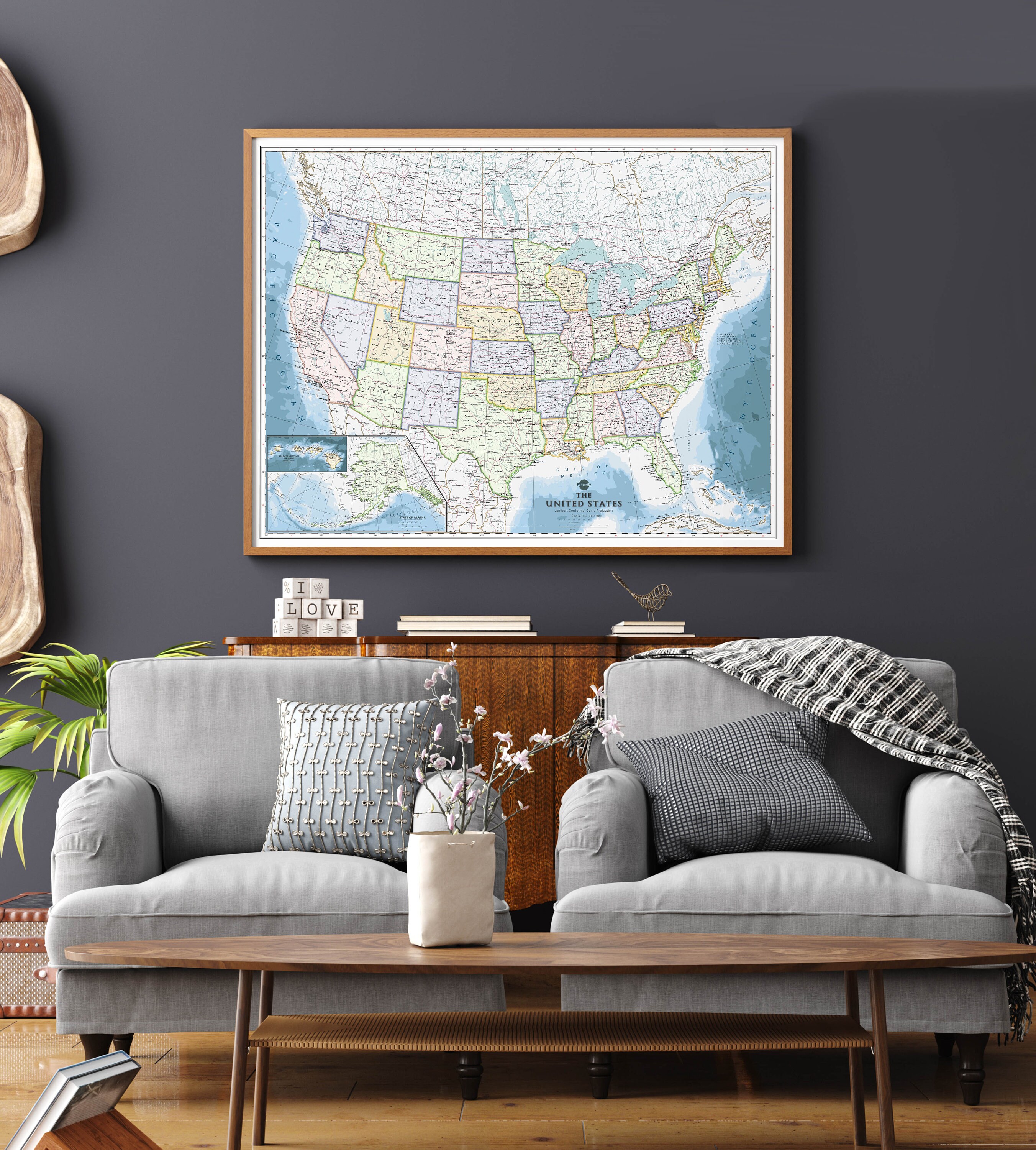 United States Map Print. US Map Wall Art. PRINTABLE United States of ...