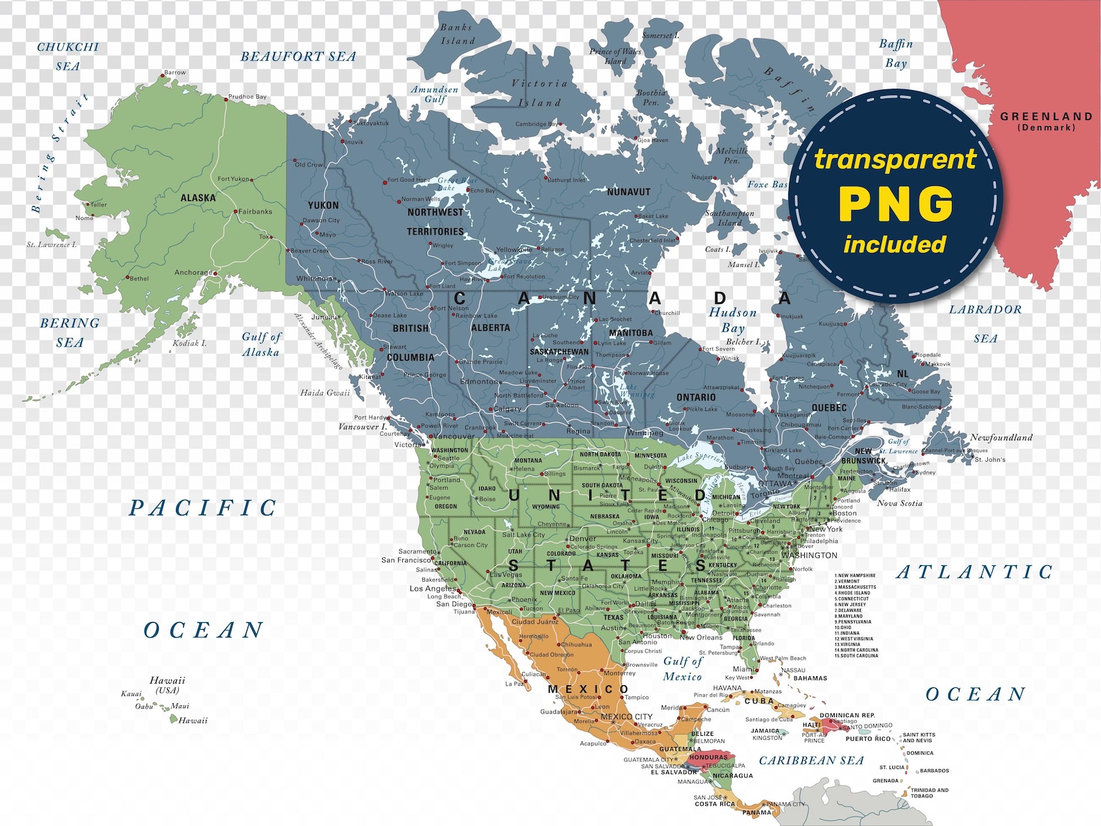 North America Political Map. Large Printable Americas Map Poster Full ...