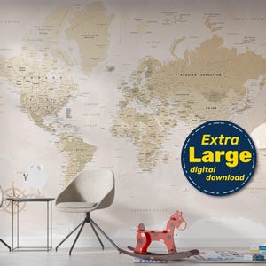 Mappa del mondo con i paesi. Mappa del mondo stampabile in beige naturale. Download ad alta risoluzione con formato svg, jpg, png e pdf.