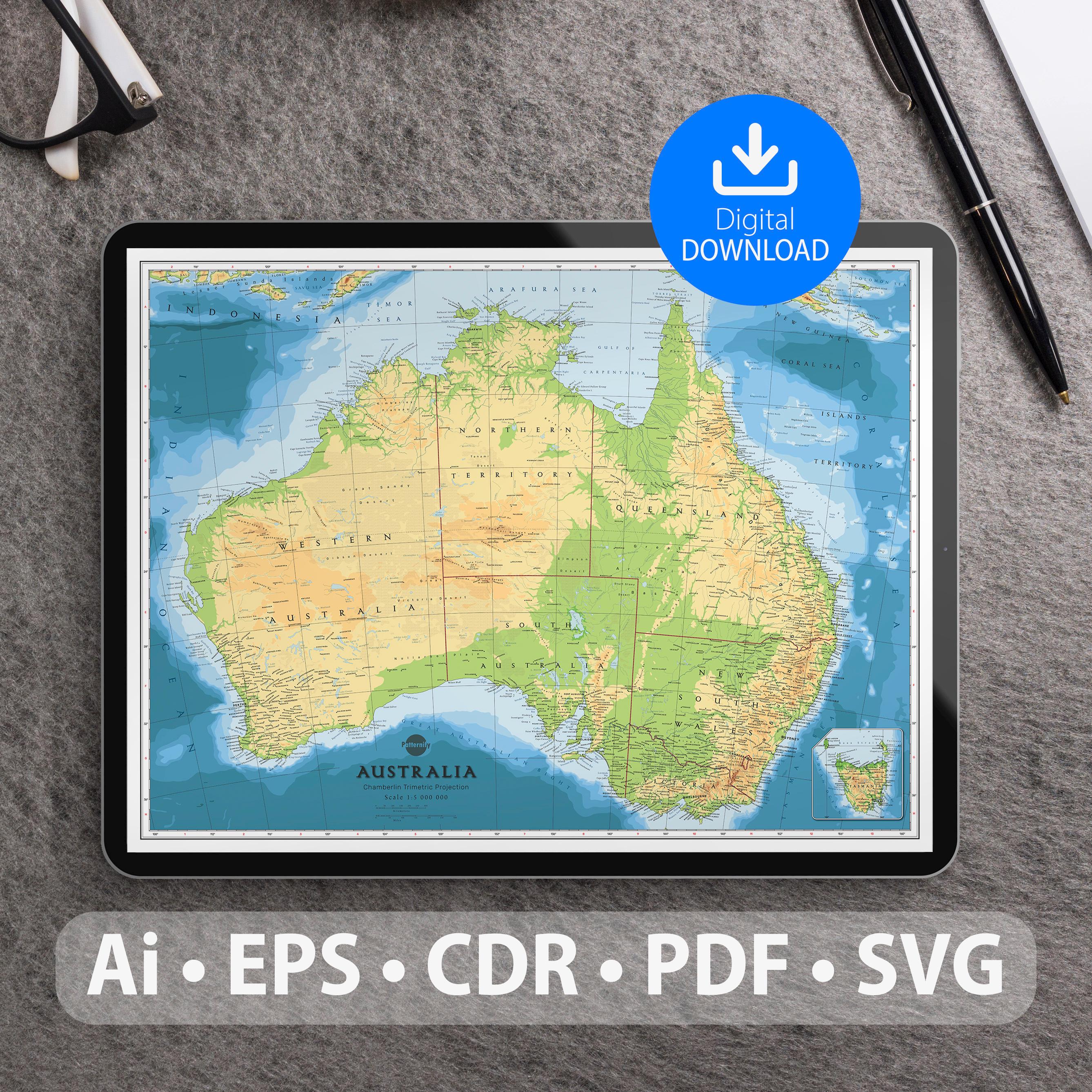 Australia Vector Map. Svg, Ai, Eps, Cdr and Pdf Files Included ...