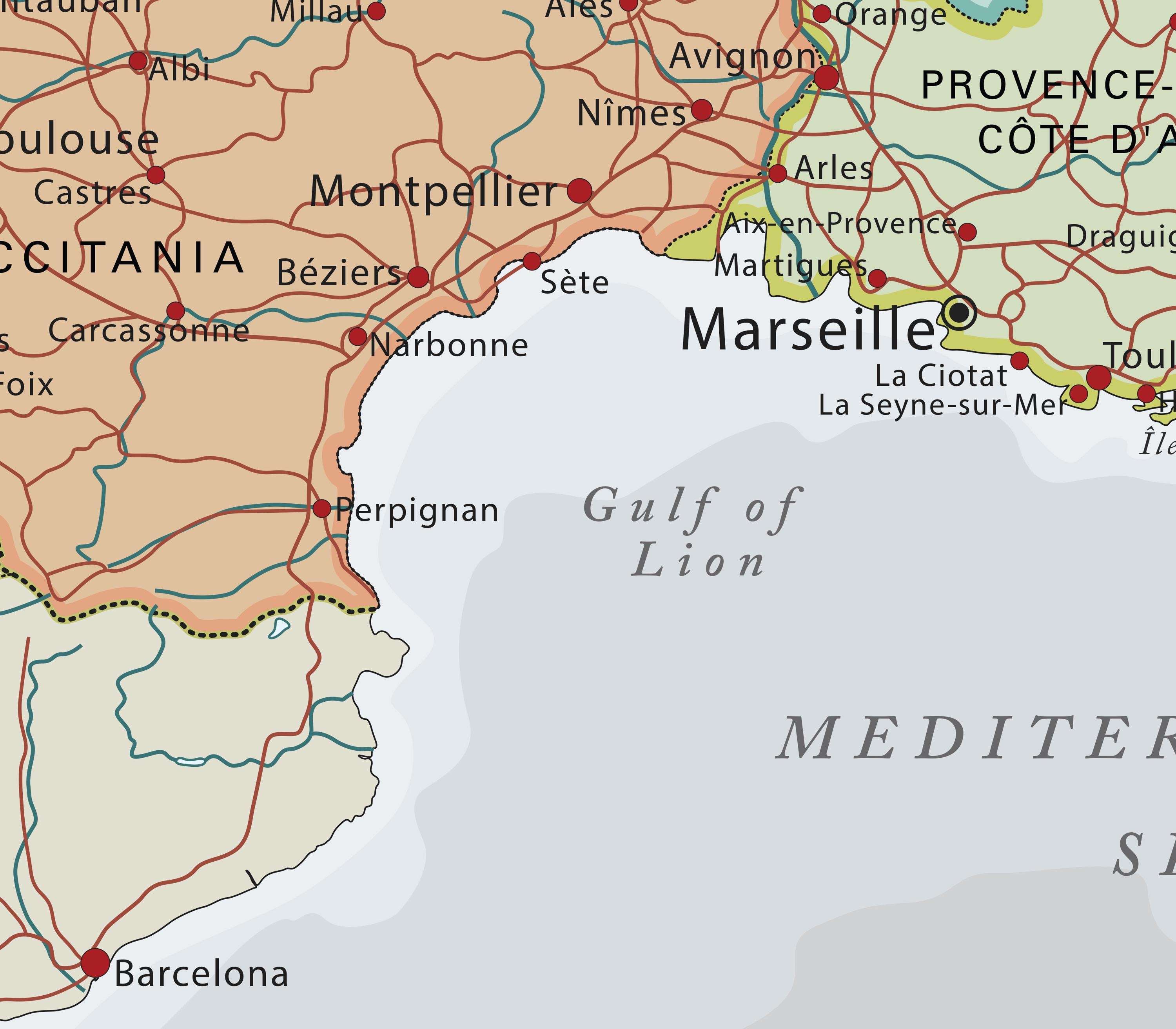 Political Map of France. Large Detailed French Map Poster With Cities ...