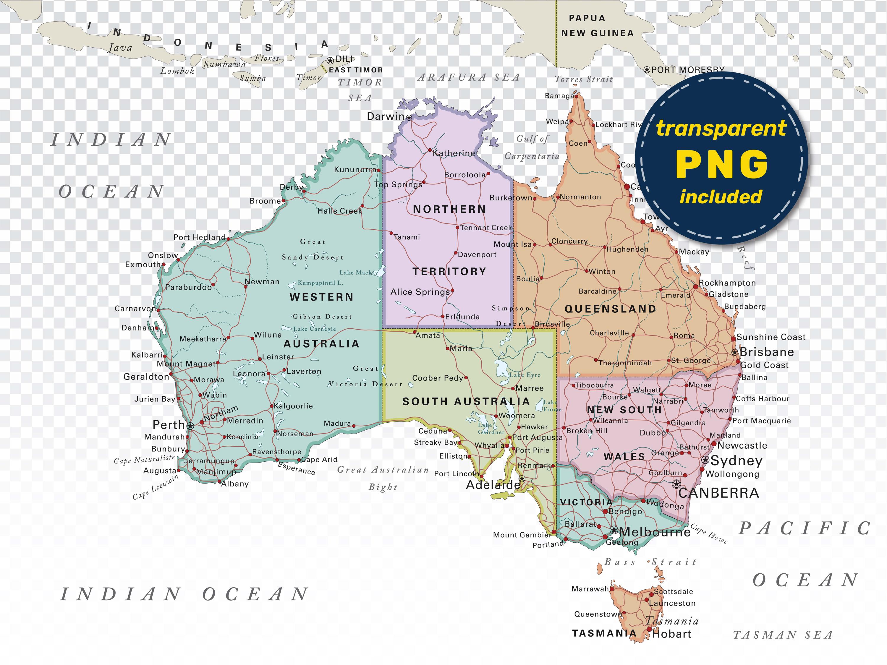 Political Map of Australia. Large Printable Australia Map Poster Full