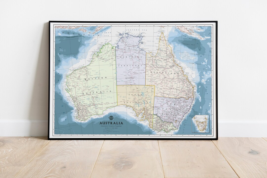 Political Map of Australia | Australia Wall Map Poster Giclee Print ...