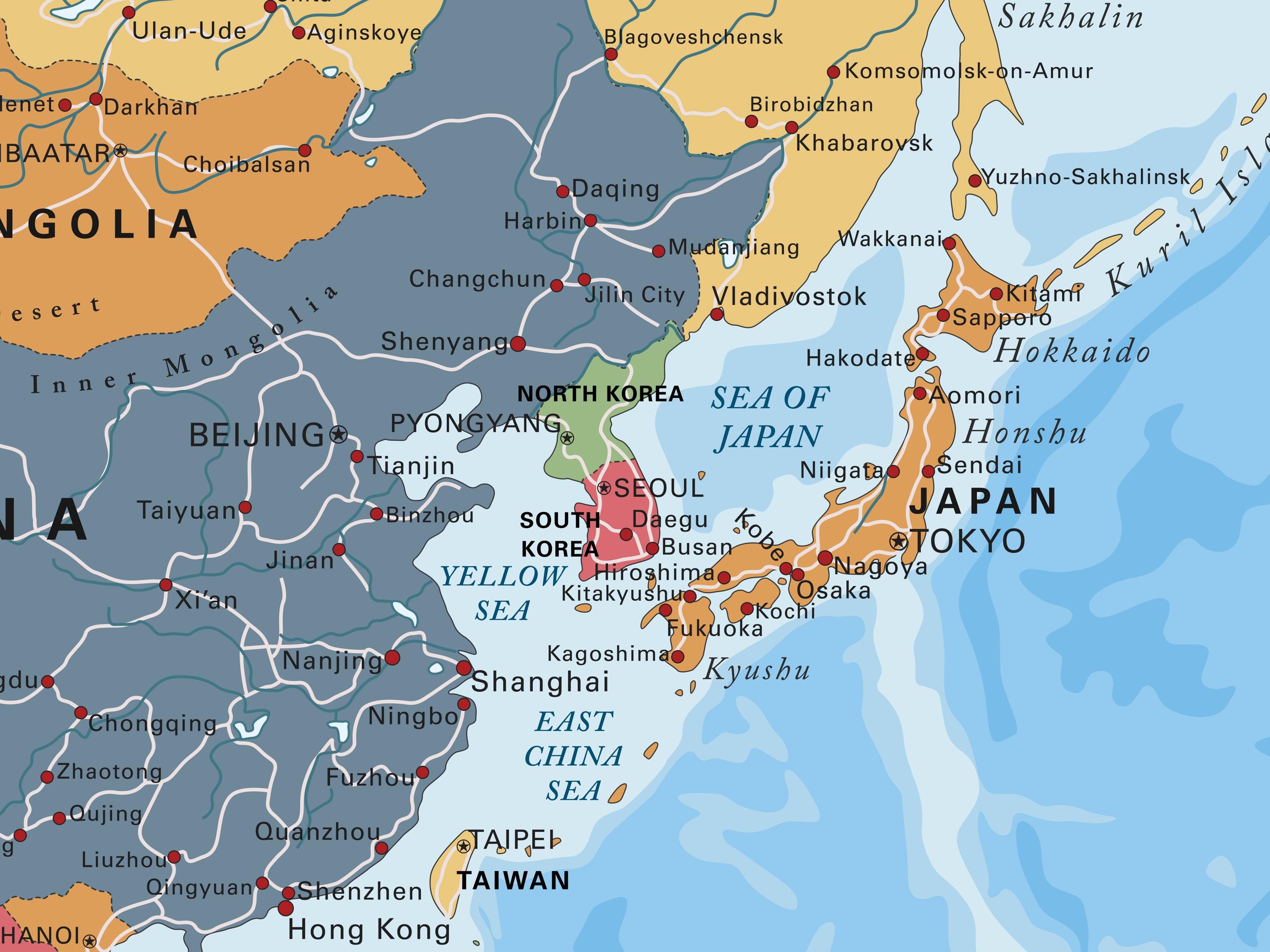 Political Map of Asia. Large Printable Asia Map Poster Full Color With ...