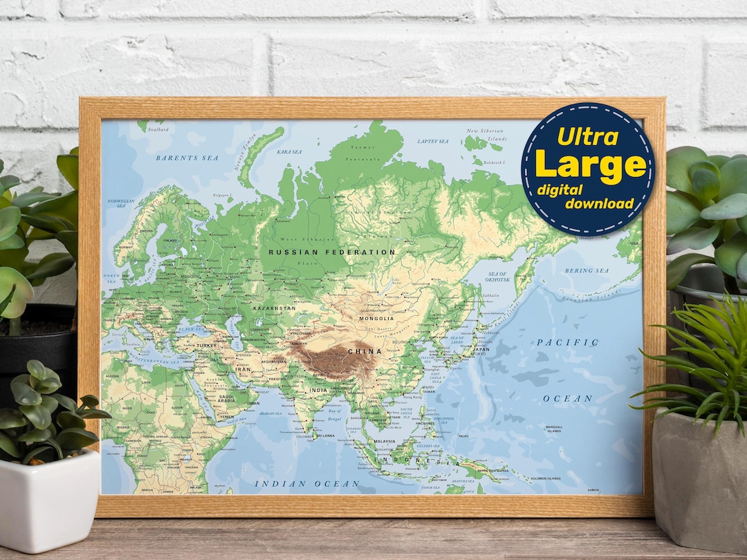 Asia Detailed Physical Map. Asia Vector Map. Educational Continent ...